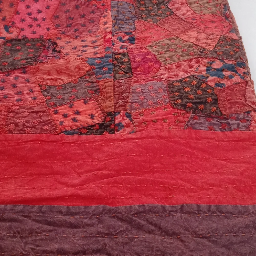 Unique Gorgeous King Size Vintage Patchwork Batik Bedspread from India